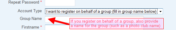 Enter the group name in the field provided